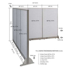 GOF Office L-Shaped Partition 90d x 114w x 72H - Kainosbuy.com