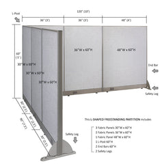 GOF Office L-Shaped Partition 90d x 120w x 60H - Kainosbuy.com