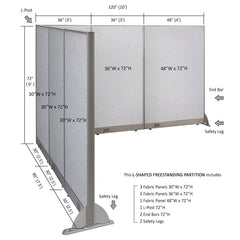 GOF Office L-Shaped Partition 90d x 120w x 72H - Kainosbuy.com
