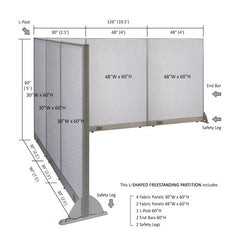 GOF Office L-Shaped Partition 90d x 126w x 60H - Kainosbuy.com