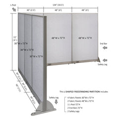 GOF Office L-Shaped Partition 90d x 126w x 72H - Kainosbuy.com