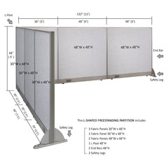 GOF Office L-Shaped Partition 90d x 132w x 48H - Kainosbuy.com