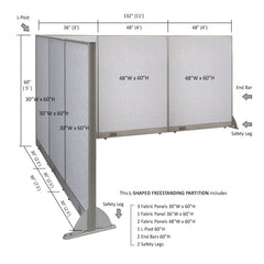 GOF Office L-Shaped Partition 90d x 132w x 60H - Kainosbuy.com