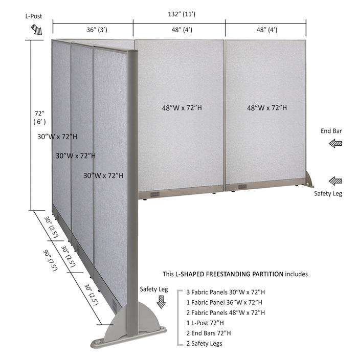 GOF Office L-Shaped Partition 90d x 132w x 72H - Kainosbuy.com