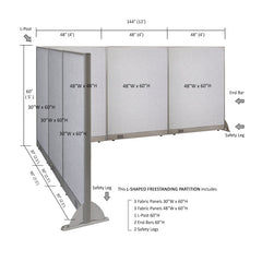 GOF Office L-Shaped Partition 90d x 144w x 60H - Kainosbuy.com