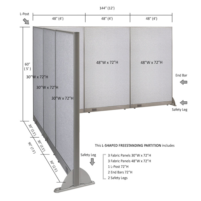 GOF Office L-Shaped Partition 90d x 144w x 72H - Kainosbuy.com