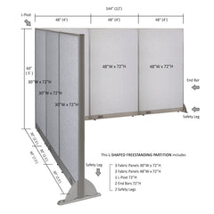 GOF Office L-Shaped Partition 90d x 144w x 72H - Kainosbuy.com