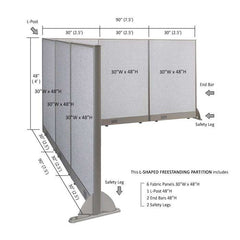 GOF Office L-Shaped Partition 90d x 90w x 48H - Kainosbuy.com