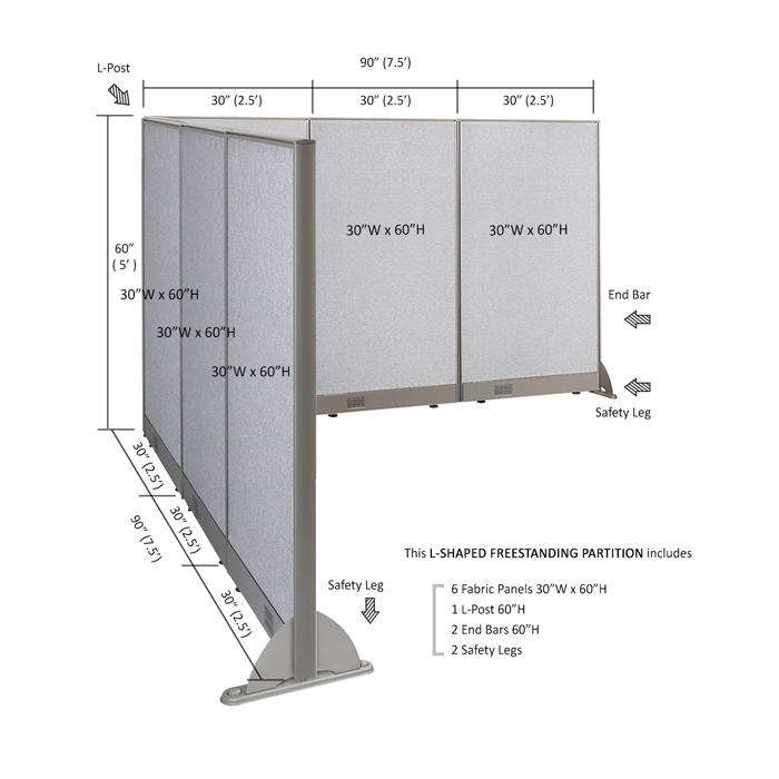 GOF Office L-Shaped Partition 90d x 90w x 60H - Kainosbuy.com