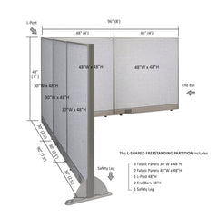 GOF Office L-Shaped Partition 90d x 96w x 48H - Kainosbuy.com