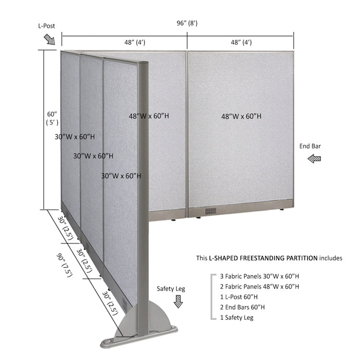 GOF Office L-Shaped Partition 90d x 96w x 60H - Kainosbuy.com