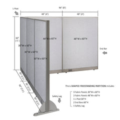 GOF Office L-Shaped Partition 90d x 96w x 60H - Kainosbuy.com