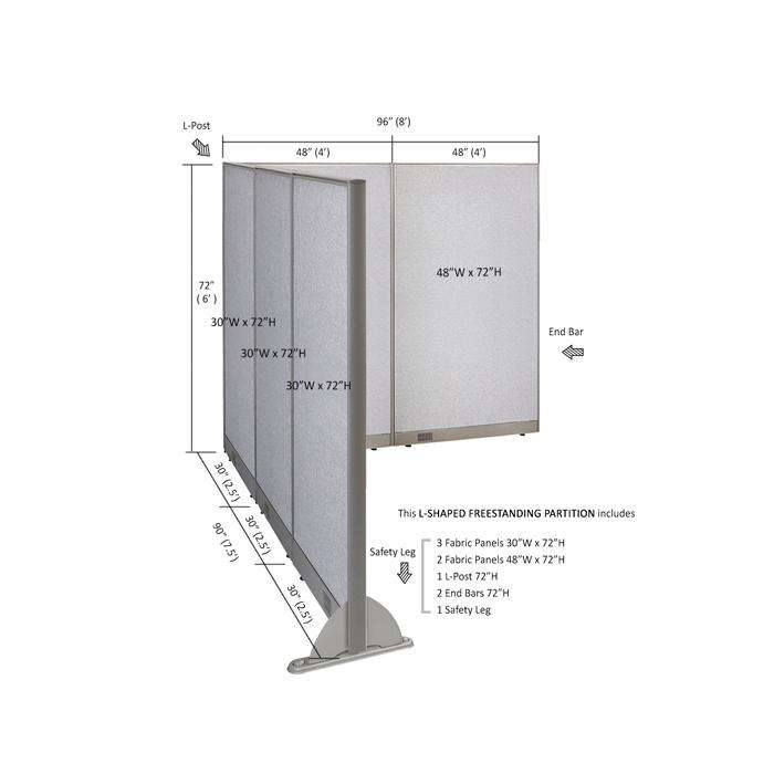 GOF Office L-Shaped Partition 90d x 96w x 72H - Kainosbuy.com