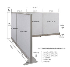 GOF Office L-Shaped Partition 96d x 102w x 48H - Kainosbuy.com