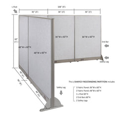 GOF Office L-Shaped Partition 96d x 108w x 60H - Kainosbuy.com