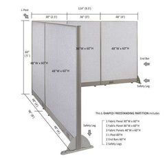 GOF Office L-Shaped Partition 96d x 114w x 60H - Kainosbuy.com