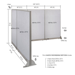 GOF Office L-Shaped Partition 96d x 126w x 72H - Kainosbuy.com