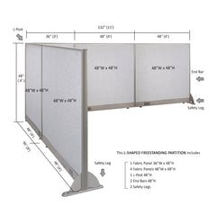 GOF Office L-Shaped Partition 96d x 132w x 48H - Kainosbuy.com