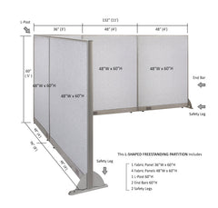 GOF Office L-Shaped Partition 96d x 132w x 60H - Kainosbuy.com