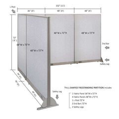 GOF Office L-Shaped Partition 96d x 132w x 72H - Kainosbuy.com