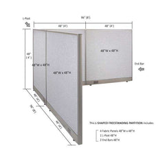 GOF Office L-Shaped Partition 96d x 96w x 48H - Kainosbuy.com