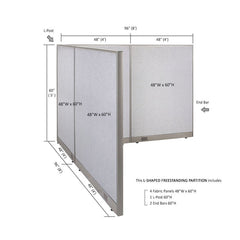 GOF Office L-Shaped Partition 96d x 96w x 60H - Kainosbuy.com