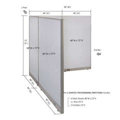 GOF Office L-Shaped Partition 96d x 96w x 72H - Kainosbuy.com
