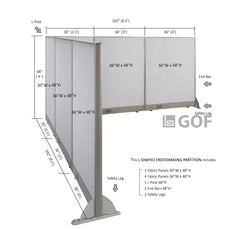 GOF Office L-Shaped Partition 102d x 102w x 48H - Kainosbuy.com