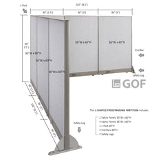 GOF Office L-Shaped Partition 102d x 102w x 60H - Kainosbuy.com