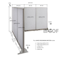 GOF Office L-Shaped Partition 102d x 102w x 72H - Kainosbuy.com