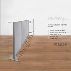 GOF 126"W x 48”/60”/72”H, Wall-Mounted Fabric Partition Package