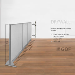 GOF 144"W x 48”/60”/72”H, Wall-Mounted Fabric Partition Package