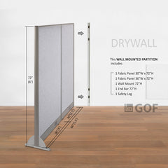 GOF 66"W x 48”/60”/72”H, Wall-Mounted Fabric Partition Package