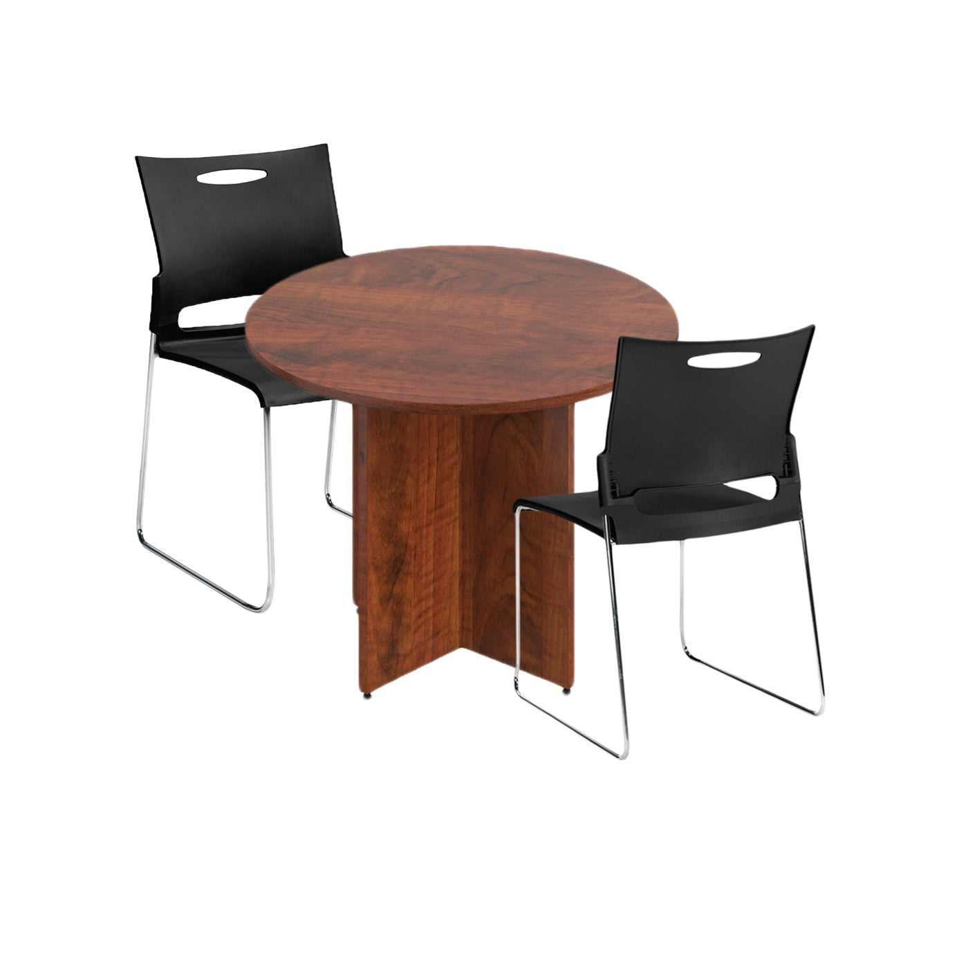 36" Round Table/Cross Base with 2 Chairs (G11310B) - Kainosbuy.com