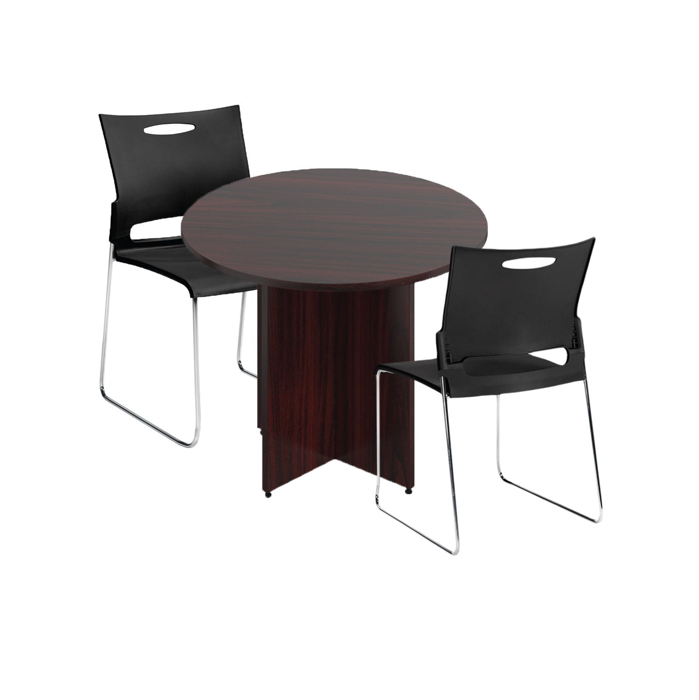 36" Round Table/Cross Base with 2 Chairs (G11310B) - Kainosbuy.com