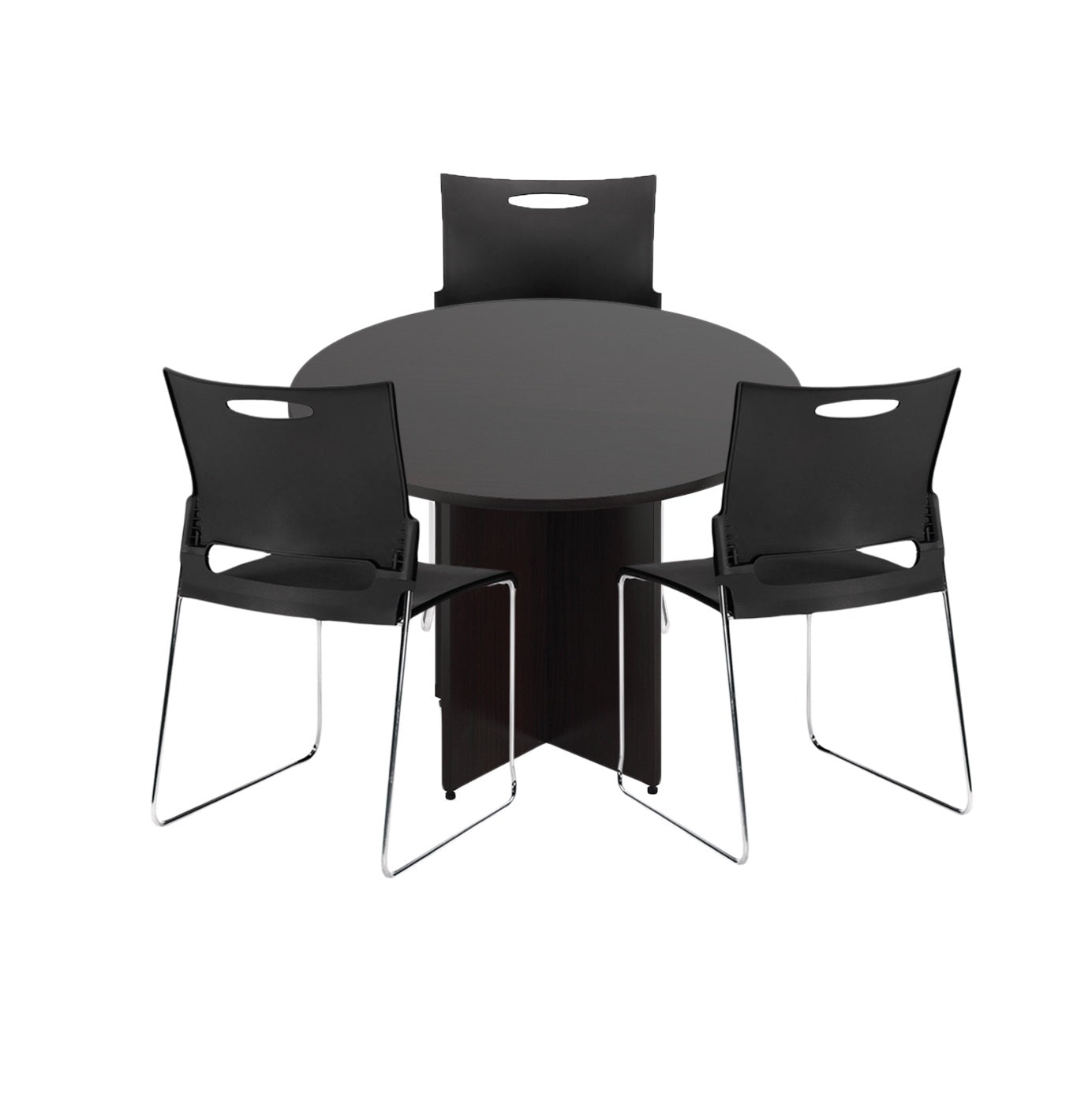 42" Round Table/Cross Base with 3 Chairs (G11310B) - Kainosbuy.com