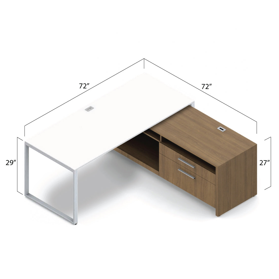 L72D - 6'x6' L-Shape Workstation (Freestanding Desk and Credenza-R) - Kainosbuy.com