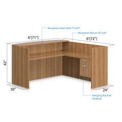 6' x 6' Reception Desk with Hanging B/F Pedestal - Kainosbuy.com