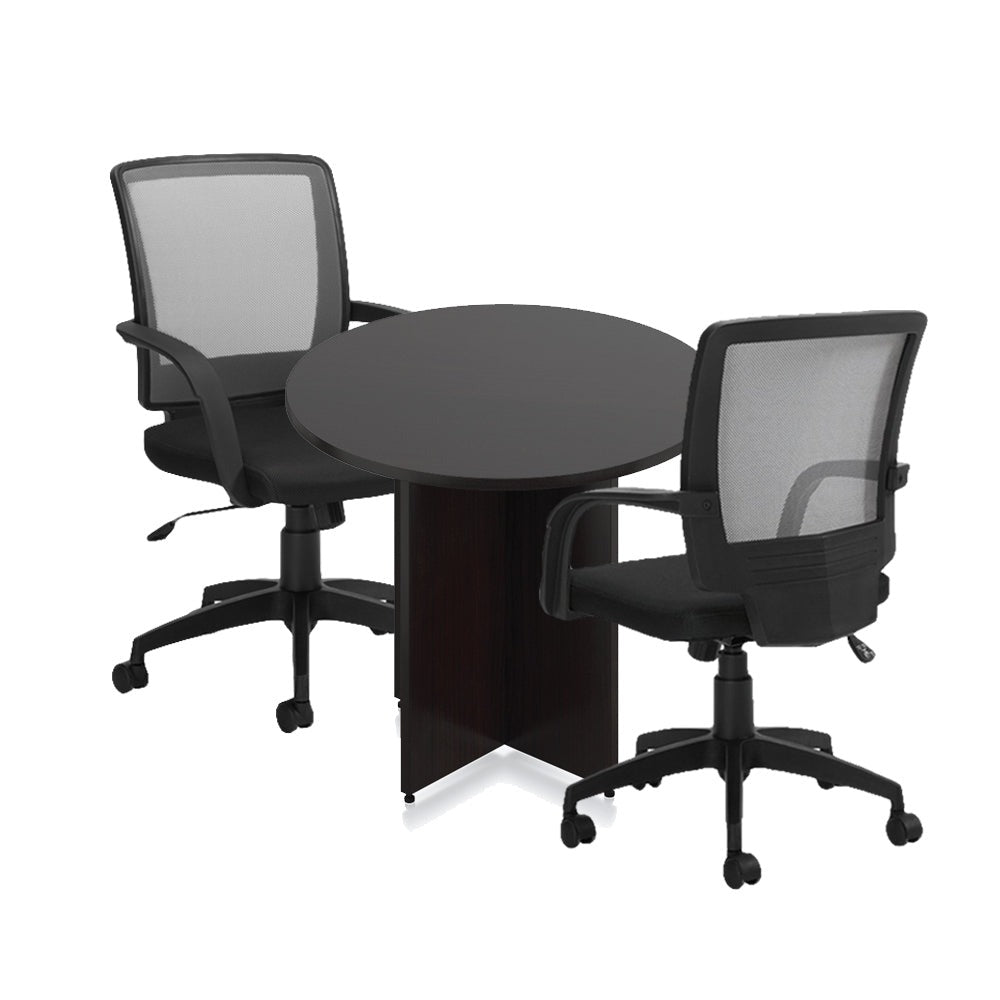 36" Round Table/Cross Base with 2 Chairs (G10900B) - Kainosbuy.com