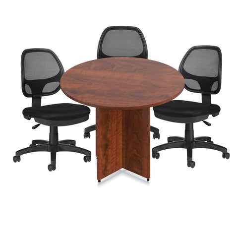 42" Round Table/Cross Base with 3 Chairs (G11642B) - Kainosbuy.com