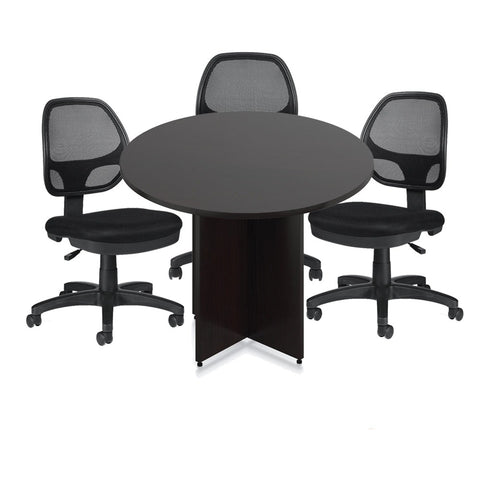42" Round Table/Cross Base with 3 Chairs (G11642B) - Kainosbuy.com