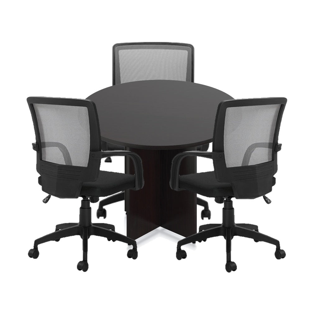 42" Round Table/Cross Base with 3 Chairs (G10900B) - Kainosbuy.com