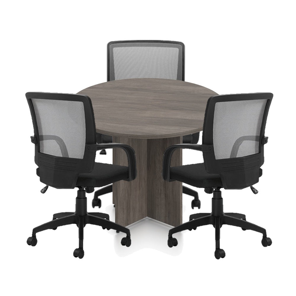 42" Round Table/Cross Base with 3 Chairs (G10900B) - Kainosbuy.com