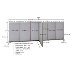 GOF 48"D x 204"W x 48”/60”/72”H, T-Shaped Freestanding Fabric Partition