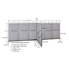 GOF 66"D x 204"W x 48”/60”/72”H, T-Shaped Freestanding Fabric Partition