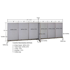 GOF 30"D x 216"W x 48”/60”/72”H, T-Shaped Freestanding Fabric Partition