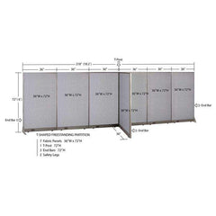 GOF 36"D x 216"W x 48”/60”/72”H, T-Shaped Freestanding Fabric Partition