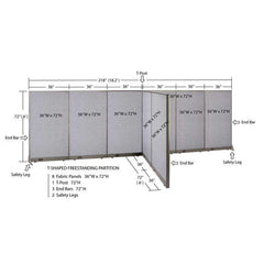 GOF 72"D x 216"W x 48”/60”/72”H, T-Shaped Freestanding Fabric Partition