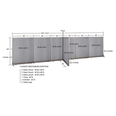GOF 36"D x 228"W x 48”/60”/72”H, T-Shaped Freestanding Fabric Partition