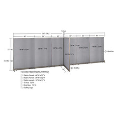 GOF 36"D x 228"W x 48”/60”/72”H, T-Shaped Freestanding Fabric Partition